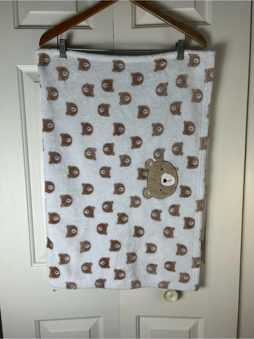 Duck Duck Goose Tan Teddy Bear Face Baby Blanket White Light Brown Plush Lovey